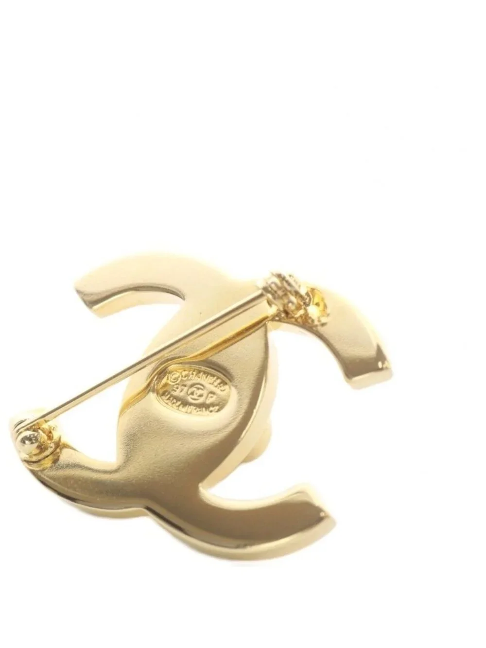 Chanel CC Logo Turnlock Brooch Gold